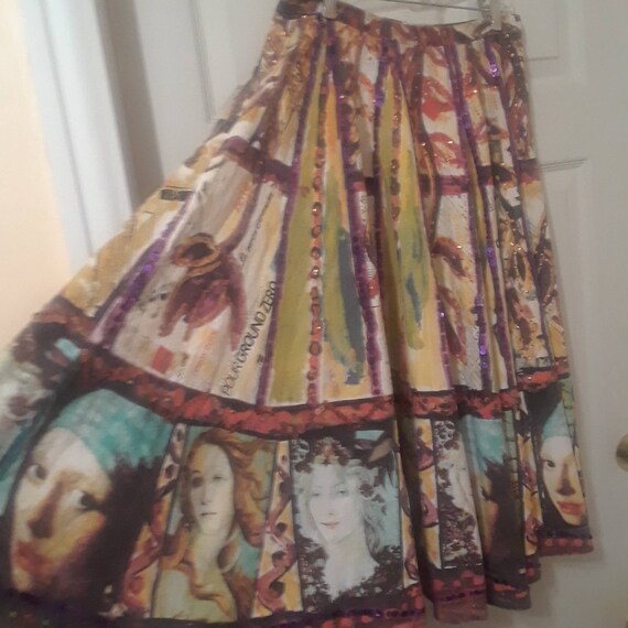 Vintage Skirt French Art Ladies Skirt Womens Cotto
