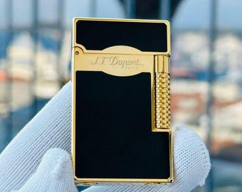 Encendedor St Dupont Negro y Dorado Ligne II Edición Limitada Colección Hombre Regalo Cigarro 1:1 Alta Calidad