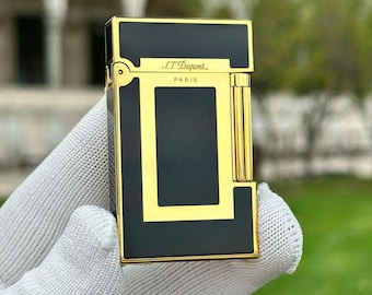 Nuevo Stock Encendedor St Dupont Negro y Dorado Línea 2 París Alta calidad 1:1 Edición Limitada Kutulu Ve Certifikalı Lujo