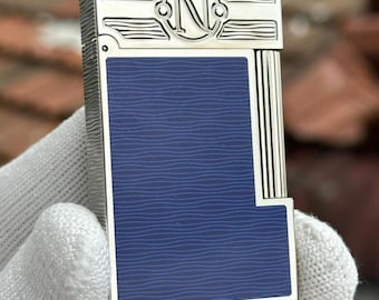 Nuevo stock St Dupont Paris Lighter Blue and Silver Ligne II Paris Alta calidad 1:1 Edición limitada Kutulu Ve Sertifikalı Luxury