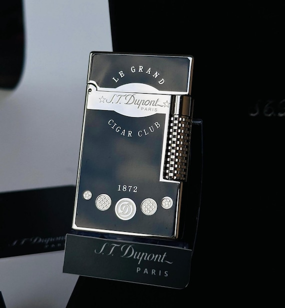 Le Grand 1872 Cigar Club St Dupont Lighter Black and Siver Luxury Man  Collection Gift
