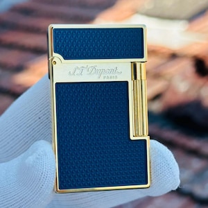 New St Dupont Lighter Blue and Gold Ligne II 1:1 High quality Luxury Man Collection Gift