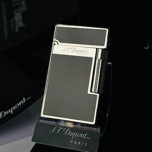 St Dupont Lighter Black & Silver Ligne II 11923Ligne 2  1:1 high quality Replica Birthday gift for men Collection Box and Documents