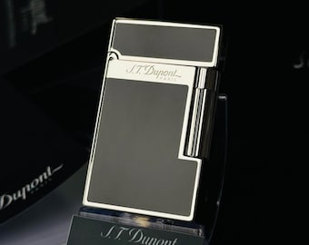 St Dupont Lighter Black & Silver Ligne II 11923Ligne 2  1:1 high quality Replica Birthday gift for men Collection Box and Documents
