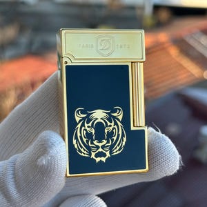 St Dupont Lighter Gold and Black Tiger Man Gift High Quality 1:1 Limited