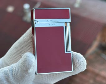 Encendedor St. Dupont burdeos y plateado, regalo para hombre, alta calidad, edición limitada 1:1