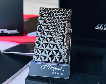 Nuevo Stock St Dupont Paris Crystal Encendedor Negro Encendedor Ligne II Paris Alta calidad 1:1 Edición Limitada Kutulu Ve Sertifikalı Lujo