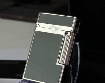 Encendedor Dupont Negro y Plateado Línea 2 1:1 Encendedor de Gas Butano de Alta Calidad Edición Limitada Colección Luxury Man
