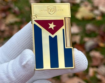 Encendedor St. Dupont Ligne II Llama Oro y Azul Hombre Regalo Calidad 1:1