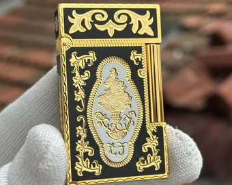 Nuevo encendedor S.T. Dupont King Negro Oro Blanco Edición Limitada Réplica 1:1 de Alta Calidad Colección Limitada Regalo para Hombre