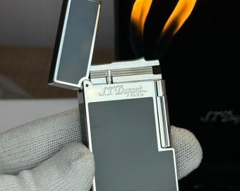 Encendedor St Dupont de doble llama, negro y plateado, línea II, nueva colección, edición limitada, regalo para hombre, escala 1:1, alta calidad