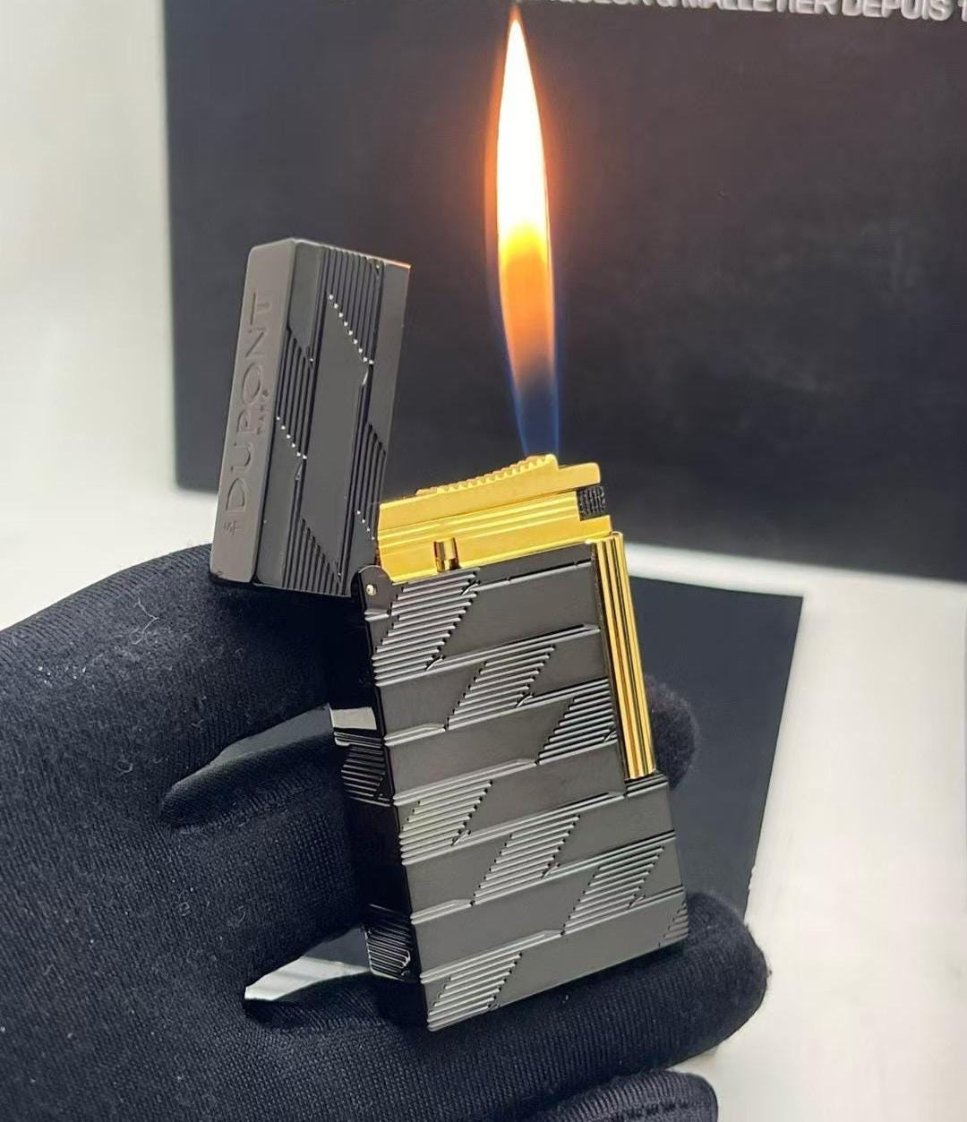 Latest Lighter New S.T. Dupont Black and Gold Lighter Latest Style Grande 1872 Lighter ...