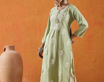 Sage Green Embroidered Kurta