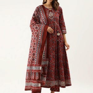 Maroon Gotta Patti Pure Cotton Kurta Set