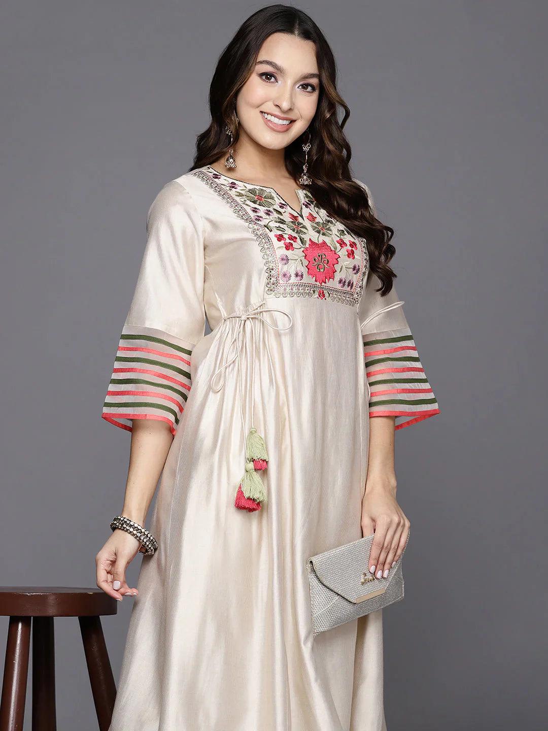 Cream Kurta Velvet Pant