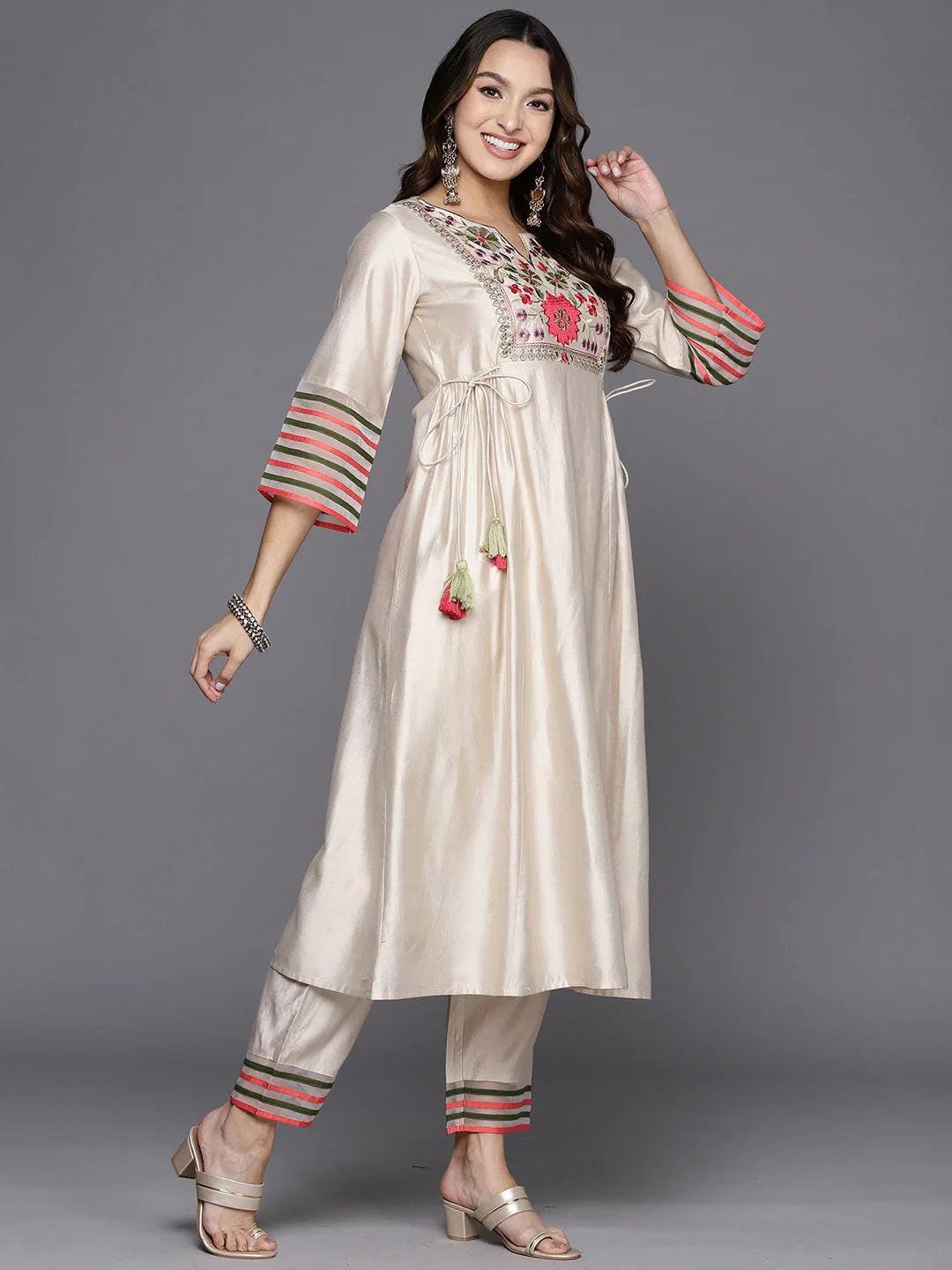 Cream - 3-Piece Dress Set (kurta sets) – Medium to 2XL main image 0