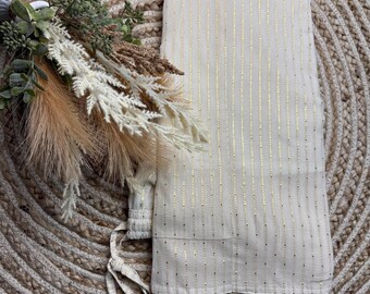 Beige gold foil print Palazzos
