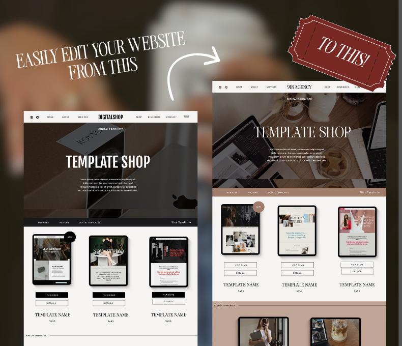 Showit Shop Add on Template, Showit Digital Products, Showit Shop Page ...
