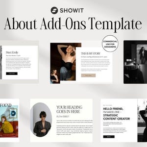 Showit About Pages Add On Template, Showit Canvas Template, Showit Canvas Library, Showit Add-On Canvas Bundle For About Pages, Designers