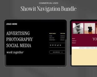 Showit Template Add on, Showit Canvas Menus, Showit Canvas Footer, Website Navigation, Commercial License for Creatives, Canva Pop Out