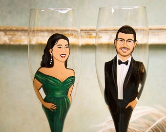 Couple Portrait, Family Portrait, Glass Portrait, Couple Painting, Gift For Him, Couple Illustration, Engagement Gift, Valentine's Day