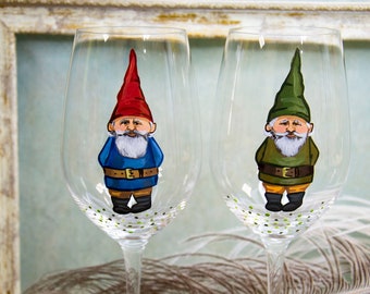 Gnome Drinking Wine Glass , Valentine's gnome wine glass , Christmas Gnome Glasses , Christmas Drinking Wine Glasses , Birthday wine glass