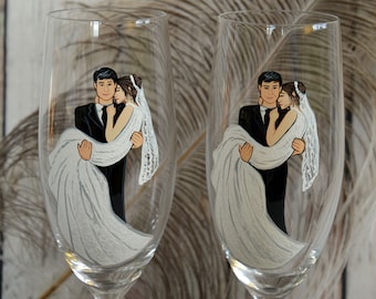 Custom Wedding Champagne Flutes, Mr. and Mrs. Personalized Champagne, Bride Groom Wedding Toasting Flutes, Wedding Glasses, Gift for Couples