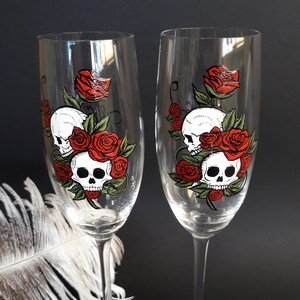 Occhiali con teschio, Occhiali da sposa con teschio, Occhiali con teschio per sposa e sposo, Bicchieri da brindisi, Regalo di nozze,