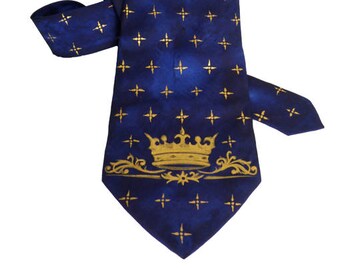 Men's Tie / Valentines Day Gift / Groomsmen Necktie / Art Necktie/ Pained Necktie/ Styling Necktie/ Artwork Royal Crown