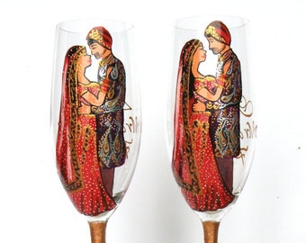 Set of 2 Wedding Champagne Flutes • Wedding Gift for Mr & Mrs • Exclusive Champagne Glasses • Wedding Toasting Flutes • Wedding Favors