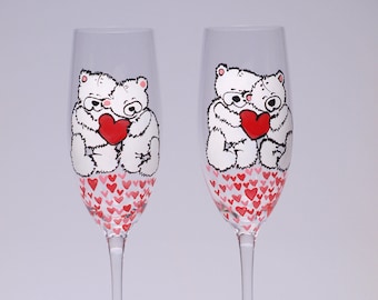 Buy Pink Set of 2 Heart Champagne Flutes Set of 2 Flute Glasses