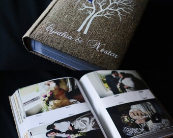 Whimsical Romance: Wedding Photo Album - White Tree, Loving Yellow Birds - Personalized with Your Names & Date - Eternalize Your Love Story