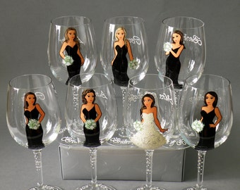 Bridal shower party , Bachelorette party , Bridesmaid gifts , Bridal shower gift Wedding party gifts , customized glass Portret not included