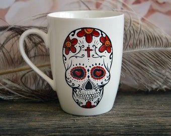 Sugar Skull Mug,  Day of the Dead , Dia De Los Muertos, Day of the Dead Mug , Halloween Mug, Skull, Colorful, Skull Mug