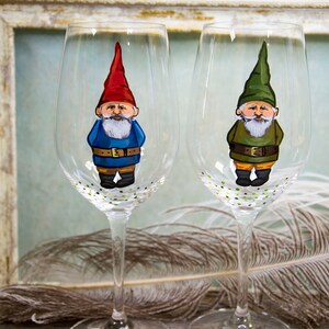 Gnome Drinking Wine Glass , Valentine's gnome wine glass , Christmas Gnome Glasses , Christmas Drinking Wine Glasses , Birthday wine glass image 3