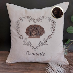 Custom Dog Pillow, Personalized Dog Pillow, Pet Memorial, Pet Loss Gift, Dog Lovers Gift, Dog Memorial, Embroidered Pet Portrait on Pillow