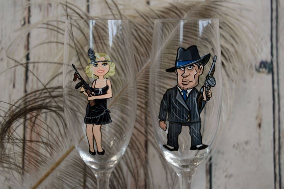 Gatsby's Revelry: Set of 2 Party Champagne Glasses , Guns , and the  Enigmatic Mafia Couple A Tale of Elegance, and Dark Secrets - Etsy