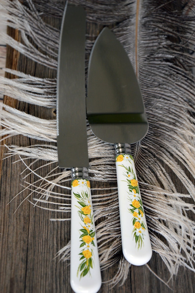 Hand Painted Wedding Cake Knives Flowers Etsy