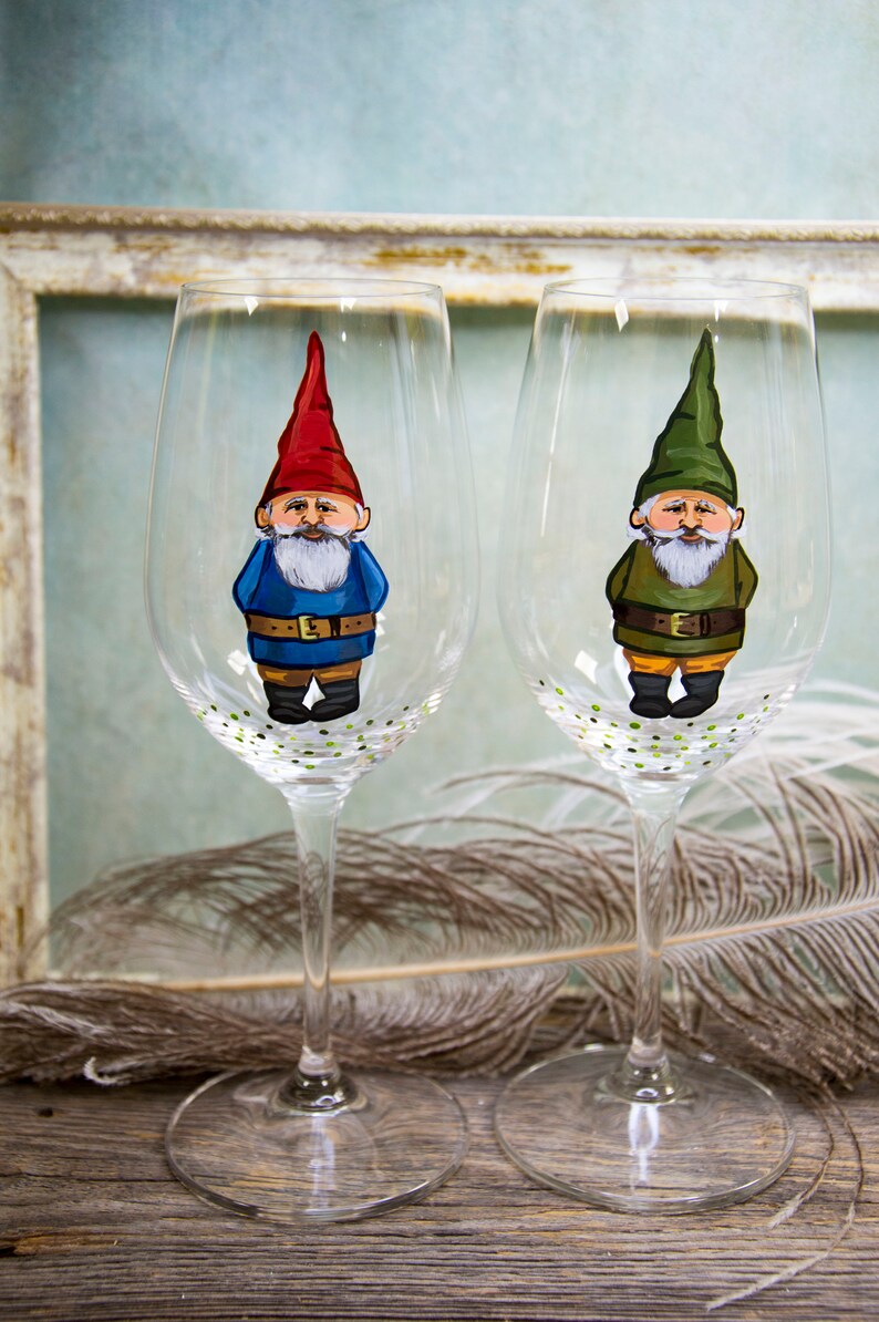 Gnome Drinking Wine Glass , Valentine's gnome wine glass , Christmas Gnome Glasses , Christmas Drinking Wine Glasses , Birthday wine glass image 7