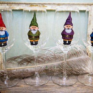 Gnome Drinking Wine Glass , Valentine's gnome wine glass , Christmas Gnome Glasses , Christmas Drinking Wine Glasses , Birthday wine glass image 2