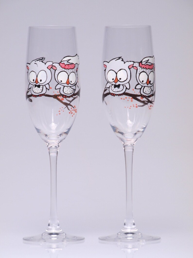 Hand Painted Wedding Toasting Flutes Set Of 2 Personalized