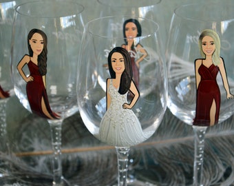 Hand-Painted Bridesmaid Wine Glass, a Unique and Elegant Gift to Pop the Question or Show Gratitude to Your Cherished Bridal Team.
