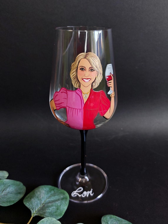 Hand Painted Portrait Wine Glass, 40th Birthday Gift