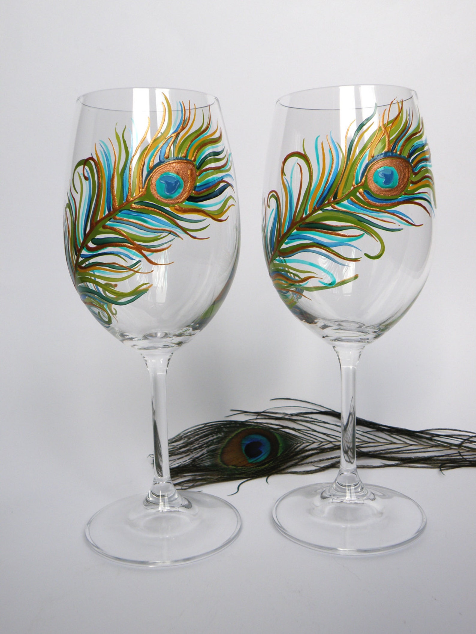 Hand Painted Wedding Toasting Wine Glasses Set of 2 Etsy