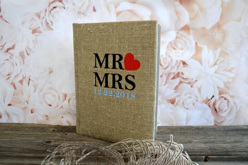 Wedding Photo Album with Sleeves for 4x6 Photos, Photo Album for 50-200 Photos, Unique Photo Album Personalized Wedding Keepsake and Gift Red Heart