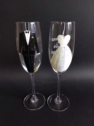 Regalo Di Fidanzamento Personalizzato, Mr E Mrs Champagne Flutes, Sposa E Sposo Brindisi Con Champagne, Bicchieri Di Champagne Da Sposa, Coppia Regalo Di Nozze - Italia