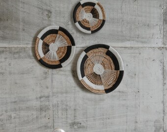 Platos decorativos de pared - Platos trenzados - Platos orgánicos - Hechos a mano - 100% sostenibles - Juego de 3