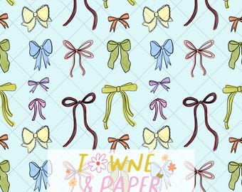Pastel Bow Seamless Pattern, Coquette Fabric Design (PNG)