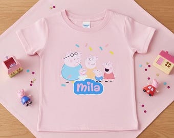 Peppa Pig & Family T-Shirt, Personlization optional