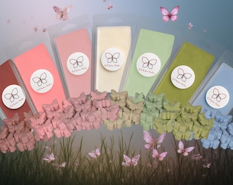 Cera de soja fundida personalizada con forma de mariposa o corazón: hecha a mano y no tóxica.